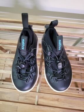 Native Black Slip-On Sneakers with White Sole